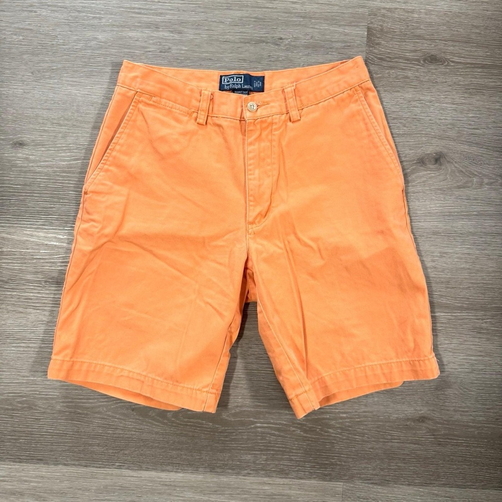 Vintage Polo Ralph Lauren Orange Prospect Classic Flat Front Chino Shorts Sz 29